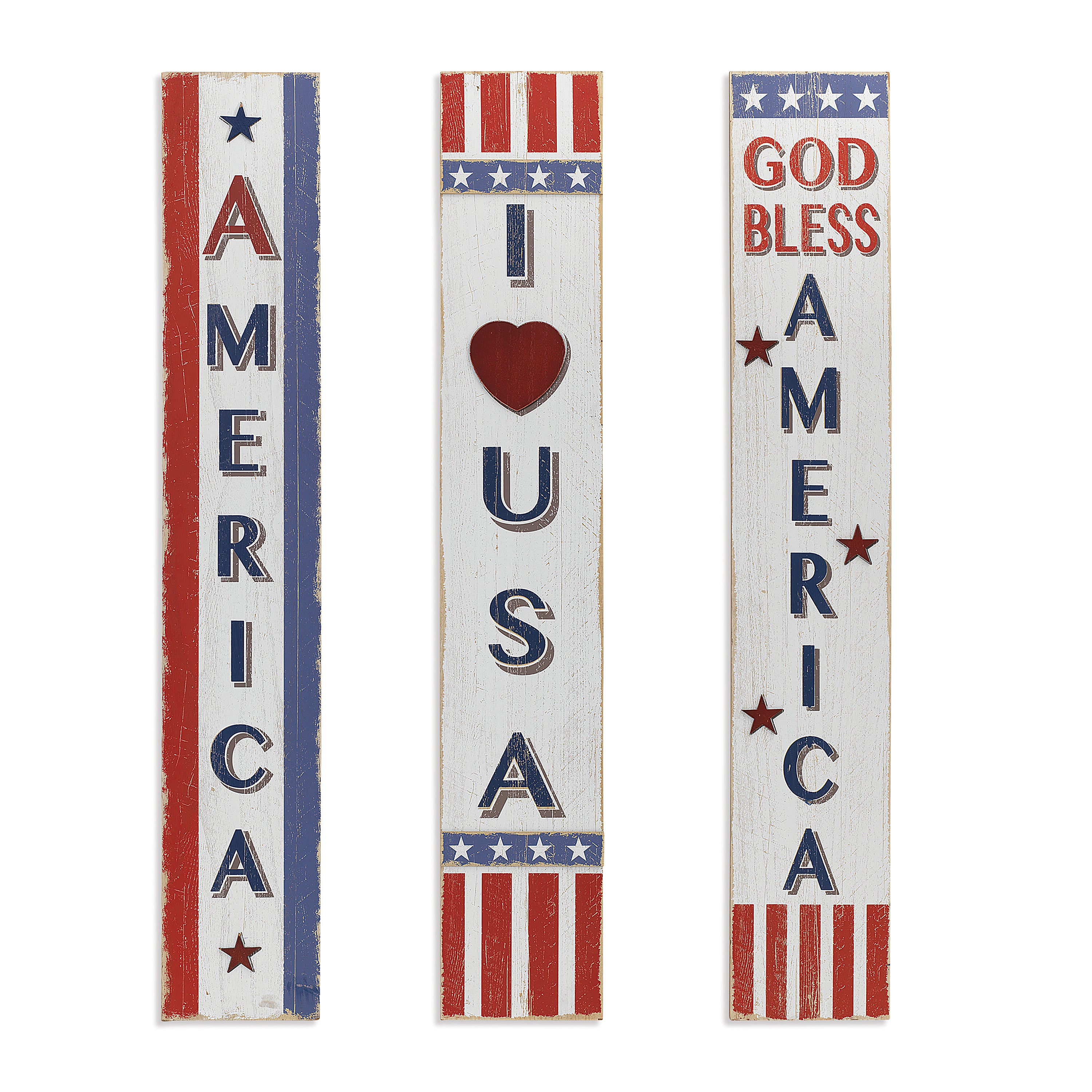 47.2 Inch Tall Wood Americana Decor Set of 3 2520570EC